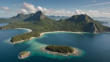 En naturskjønn utsikt over en stor øy med et variert landskap.