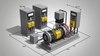 En illustrasjon av et trefaset elektrisk kraftsystem med et problem eller en utfordring fremhevet.