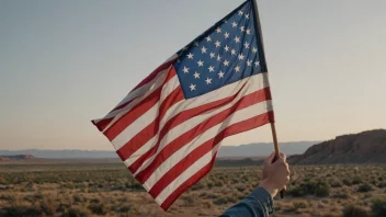 En person holder stolt et amerikansk flagg, symboliserer deres amerikanske arv.