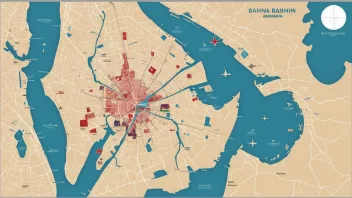 Et kart over Bahrain som viser landets geografiske trekk og viktige steder.