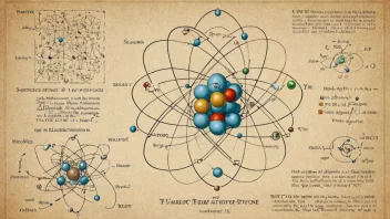 En illustrasjon av atomstrukturen, som representerer studiet av atomer og deres egenskaper.