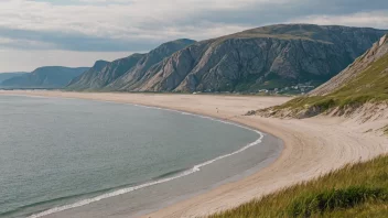 Gimsøysand strand, beliggende på øya Gimsøy i Lofoten, Norge.