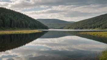 Et naturskjønt bilde av Glåmos, som viser bygdens rolige atmosfære og vakre landskap.