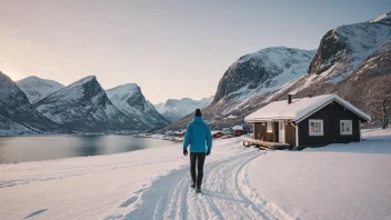 En person på vinterferie i Norge, omgitt av vakre vinterlandskap.