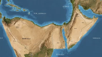 Et kart over Somalia, som viser landets geografiske beliggenhet i Øst-Afrika.