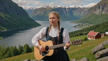 En tradisjonell norsk folkesanger som opptrer i en landlig setting.