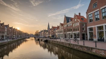 Et malerisk bybilde av Assen, Nederland, med historisk arkitektur og en storslagen naturscene.