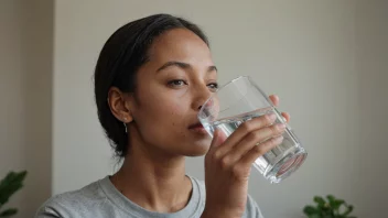 En person holder et glass vann og tar en slurk for å stille sin tørst.