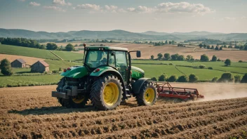 En bonde som bruker en traktor med avansert teknologi på en åker.