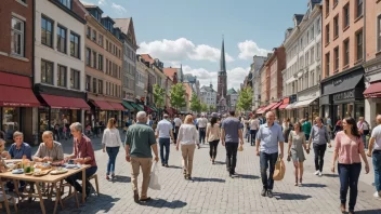 Et levende sentrum med mennesker fra en sentrumsforening som jobber sammen for å skape et trivelig fellesskap.