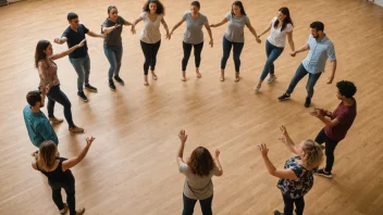 Mennesker danser grer i en sirkel.