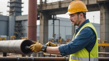 Et bilde av en arbeider som utfører tetningsarbeid på et rør i en industriell setting.