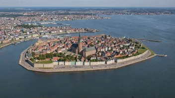 Helsingørs bybilde med historiske bygninger og et slott