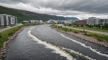 Et naturskjønt landskap av Lysaker, som viser dets naturlige skjønnhet og urbane utvikling.