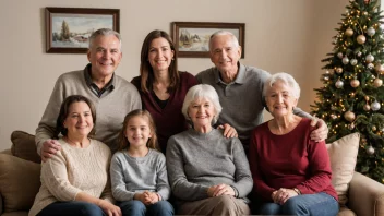 Et familieportrett med en varm og koselig atmosfære, med flere generasjoner og viser det sterke båndet mellom familiemedlemmer.