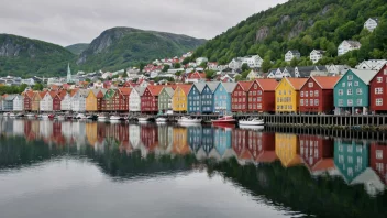 Et malerisk bilde av Bergen, Norge.