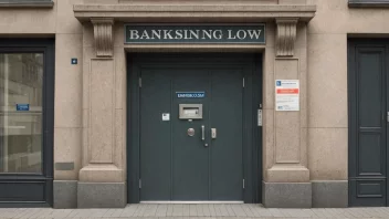 Et bilde av en norsk bank med en hvelvdør og en skilt som leser 'Banksikringsfondslov'.