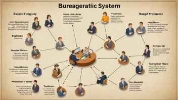 Et bilde av et komplekst byråkratisk system med mange lag av ledelse og regler.