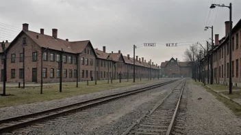 Et historisk bilde av Auschwitz konsentrasjonsleir, som viser de brutale forholdene og overgrepene som ble begått under andre verdenskrig.