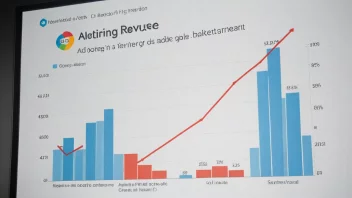 En graf som viser en økning i annonseinntekt.