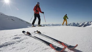 Alpinski på en snødekt skråning