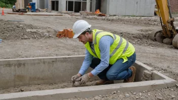 En vedlikeholdsinspektør som undersøker en bygnings fundament for å sikre at den er i god stand