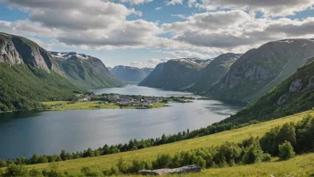 Et pittoreskt landskap av Hoemsnes, som viser dets naturskjønnhet.