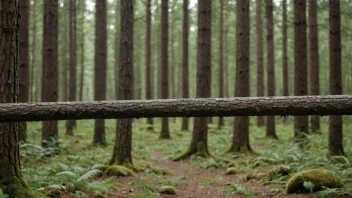 En lang og tynn ting i skogen, muligens en gren eller en pinn