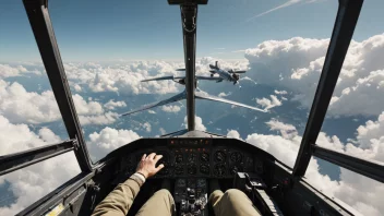 En pilot i en cockpit, som unngår hindringer i luften.