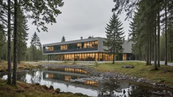 Et fotografi av Feiringklinikken-bygningen, som viser dens moderne arkitektur og fredelige omgivelser.