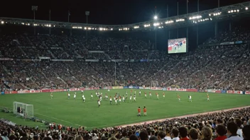 Et sportsarrangement på et stadion med en mengde tilskuere.