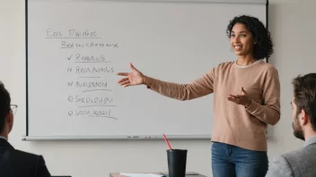 En person som presenterer et prosjekt for en publikum.