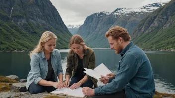 En gruppe mennesker som arbeider sammen i harmoni, symboliserer begrepet fjågt.