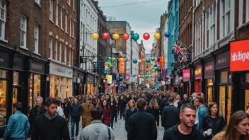 Et livlig og fargerikt gateliv i Soho, London.