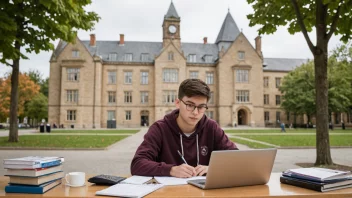 En student som studerer under studietiden.