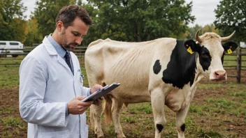 En veterinær inspekterer en ku for å sikre dyrehelsen og velferden.