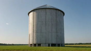 Et bilde av en gressilo, en type silo som brukes til å lagre fôr.