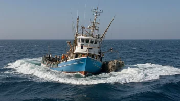 En fiskebåt på havet med en stor fangst av fisk