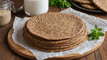 Et nærbilde av et tradisjonelt norsk flatbrød, med en sprø tekstur og en litt søt smak.