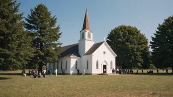 Et fredelig bilde av en kvekerkirke og dens medlemmer