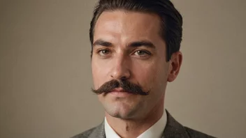 En mann med mustasje, som symboliserer stil og selvtillit.