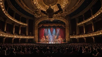 Et stort, praktfullt teater med en unik forestilling på scenen.