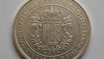 En norsk 10-kroners mynt med en detaljert design