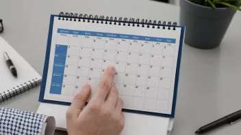 En person som holder en kalender med en timeplan på den