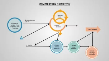 En illustrasjon av en konverteringsprosess, med piler og diagrammer som viser transformasjonen fra en form til en annen.