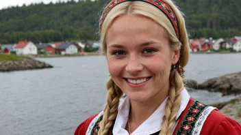 En person fra Vestfold, Norge, med et vennlig smil og en tradisjonell norsk drakt.