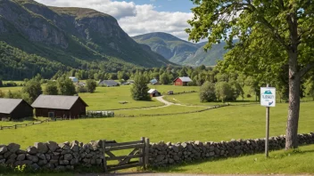 Et idyllisk landskap av en gård eller et landlig område i Agder, med en skilt som indikerer navnet 'Telneset'.