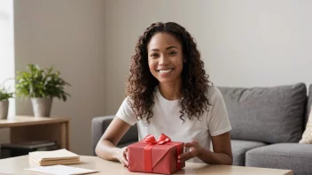 En person eller organisasjon som mottar en gave, med et smil og en takknota