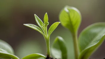 En grønn spira som vokser ut av en plante.