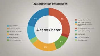 En kakediagram som viser tildelte ressurser.